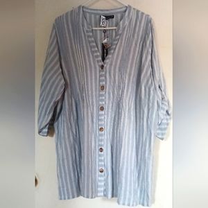 Club Z Collection NWT Blouse Blue‎ & White sz. 2X